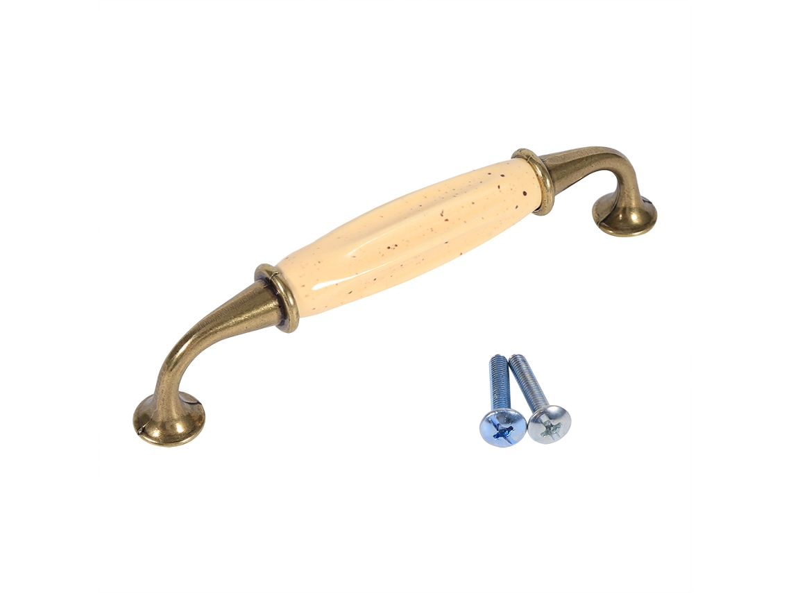 Puxador cerâmico Bege (com pequenos furos, distância entre furos de 128 mm, adequado para vários tipos de armários)