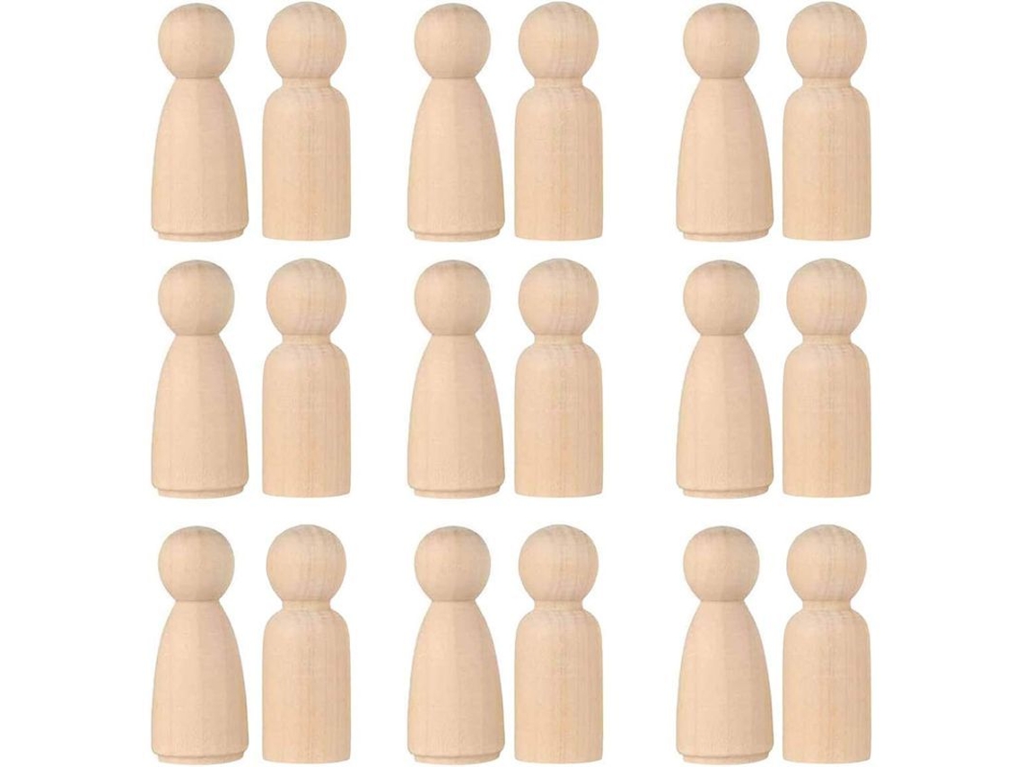 Boneco de Pino de Madeira, 20 Peças Bonecos Homens e Mulheres para Artesanato Diy Criativo Infantil