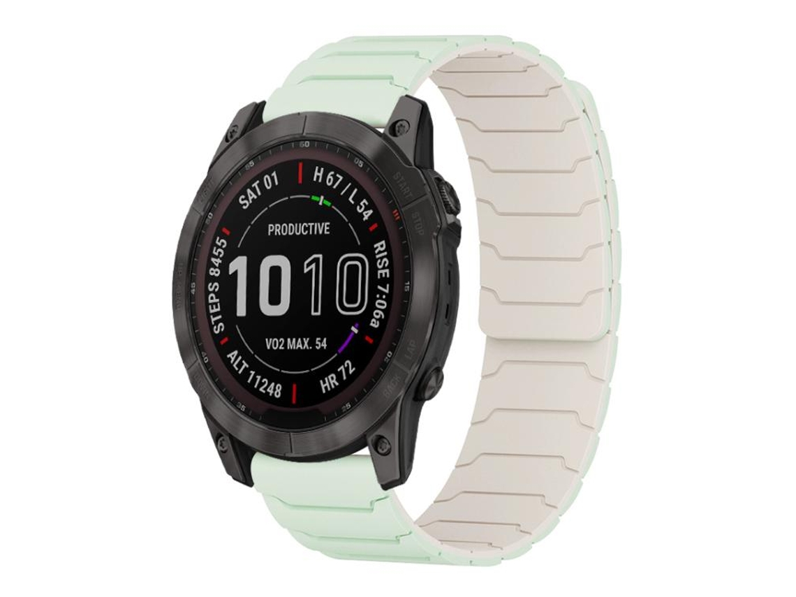 Bracelete para Garmin XIAOMOYU Fenix 8 / 7x / 6x / 5x Silicone Magnético Verde Menta Starlight (26mm)