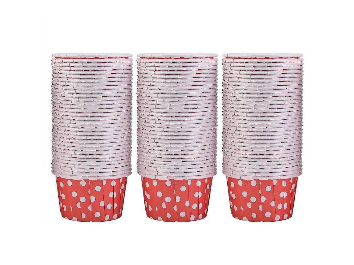 100 Unidades De Forminhas Papel Redondas Médias Para Muffins, Ideais Casamentos E Festas Caseiras (com Bolinhas Vermelhas)