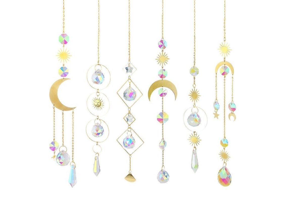 Pingentes De Cristal Colorido Para Ventana Jardim Natal Casamento Decoração Com Cadeia E Bolas De Cristal