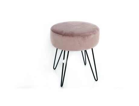 Banqueta em veludo - SIL - Isio - Rosa - Diam. 35 x A. 40 cm