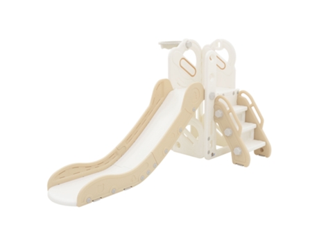 Conjunto De Escorrega Joyz Para Crianças Multifuncional 3in1 Plástico Branco Bege