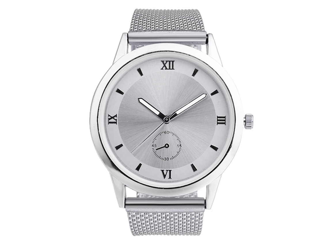 Relógio de Pulso Unissex Casual de Quartzo com Pulseira de Silicone Prata