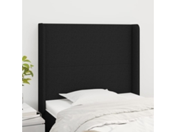Vidaxl Cabeceira De Cama C/ Abas Tecido 93x16x118/128 Cm Preto