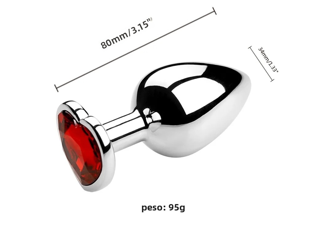 (vermelho M) Plug Anal De Metal Unissex, Brinquedo Para Masturbao