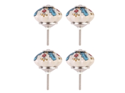 Conjunto De 4 Puxadores De Cerâmica Vintage Laxiscreed Com Padrão Floral Para Mobiliário
