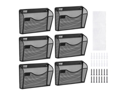 Rack de Arquivo de Parede de Malha de Metal de 1 Camada VEVOR Preto 6 Peças