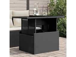 Vidaxl Mesa De Jardim Com Tampo De Vidro 100x55x73 Cm Vime Pe Preto