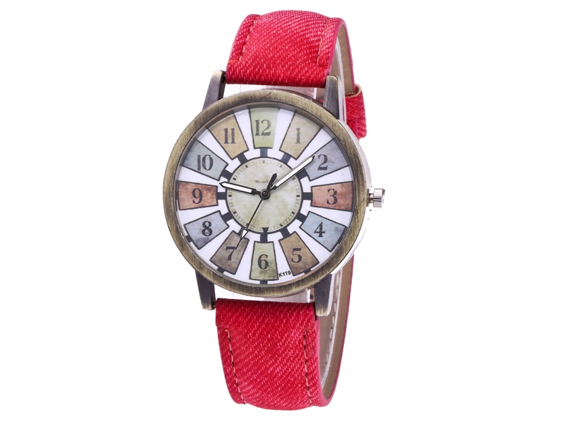Reloj De Pareja Zhoulianfa Viento Antiguo Dial Moliño Acero Correa Cuero Quartzo Rojo Rosa