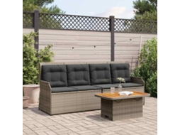 Vidaxl 3 Pcs Conjunto Lounge De Jardim C/ Almofadões Vime Pe Cinzento