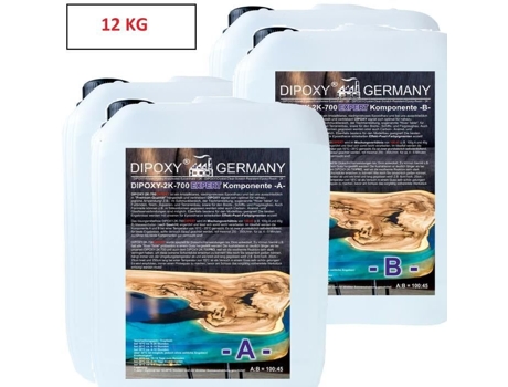Resina Epóxi 12Kg Mesa de Madeira Transparente Rio Metal 2K Cristalino Resina Epóxi Qualidade Superior DIPOXY-2K-700 Cristalino