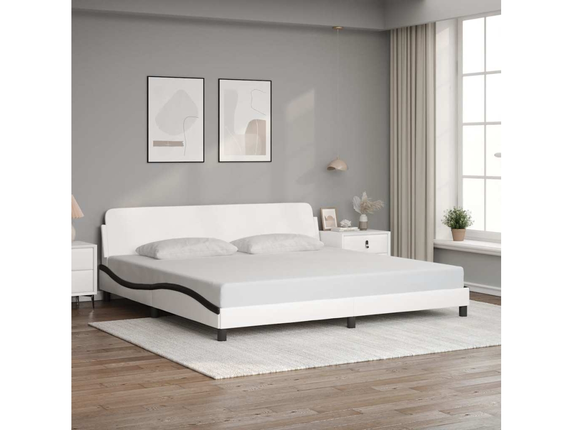 Vidaxl Estrutura De Cama Dover Couro Artificial Branco E Preto
