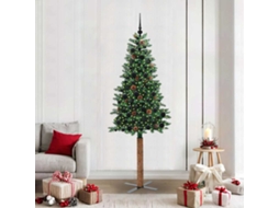 Vidaxl Árvore De Natal Slim Com 300 Leds Com Suporte Verde 210 Cm