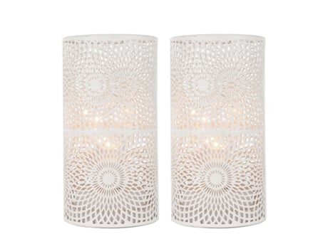 Conjunto De 2 Luminárias De Mesa Em Metal Branco, Sem Fio, Alimentado Por Bateria, Luz De Acento Com Lâmpada Estilo Edison Jhy Design