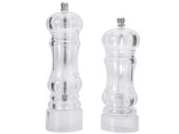 Conjunto De Moedor Pimenta E Saleiro Manual, Moedor E Recipiente Transparentes Ajustáveis​​, Acrílico, Transparente, Pequeno+ Médio
