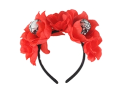 Tiara de Halloween com Véu de Rosa Coroa de Caveira Tiara Gótica NEVEANCE