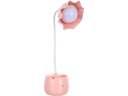 Luminária De Mesa Led Com Design Floral, Porta Canetas Integrado, Luz Ajustável Por Toque, Cor Rosa, Gokoco