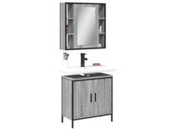 Vidaxl 2 Pcs Conjunto Móveis Wc Derivados De Madeira Sonoma Cinza
