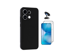 Kit Vidro Temperado Capa Silicone Líquido Suporte Magnético Phonecare Para Oppo Reno16 Pro - Preto