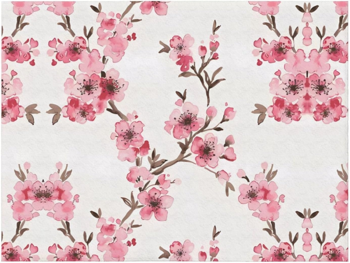 Colcha de Flanela com Estampa Flor Cerejeira Macia e Quentinha 203 X 152 Cm, Macio, Quente, Ideal para Quart