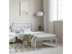 Vidaxl Estrutura De Cama Com Cabeceira 100x190 Cm Metal Branco