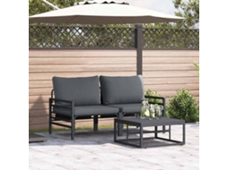 Vidaxl Conjunto De Sofá De Jardim 3 Unid. Preto Aço