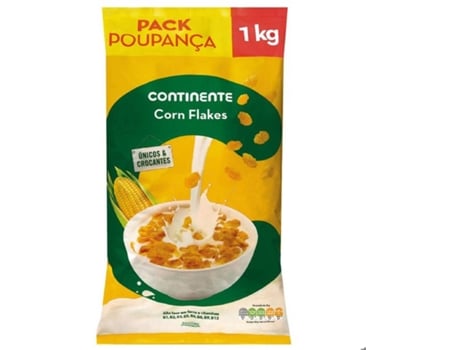 Cereais Corn Flakes Milho Pack Poupança CONTINENTE (1 kg)