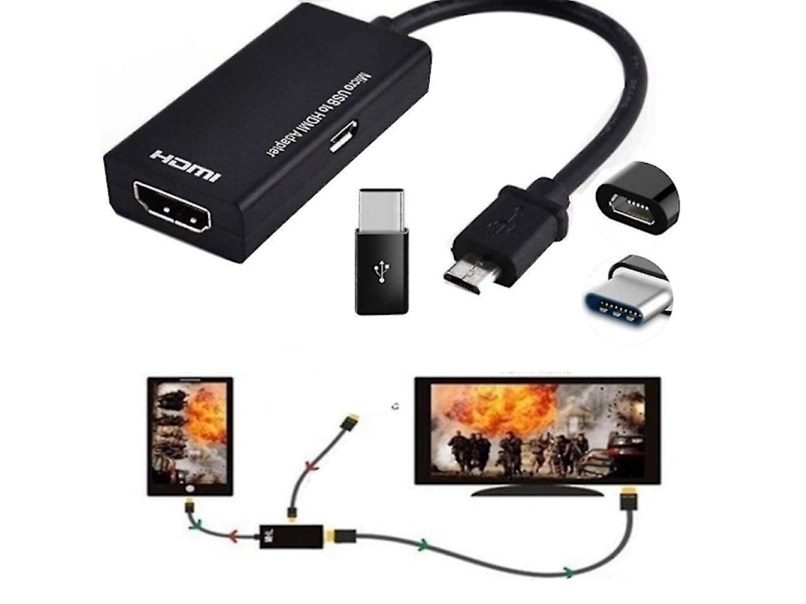 Adaptador de Cabo Micro Usb para Hdmi 1080p Hd Celulares Android S2 I9300, S4 I9500 e Note2 N7100 AQUAFORGE (2024)