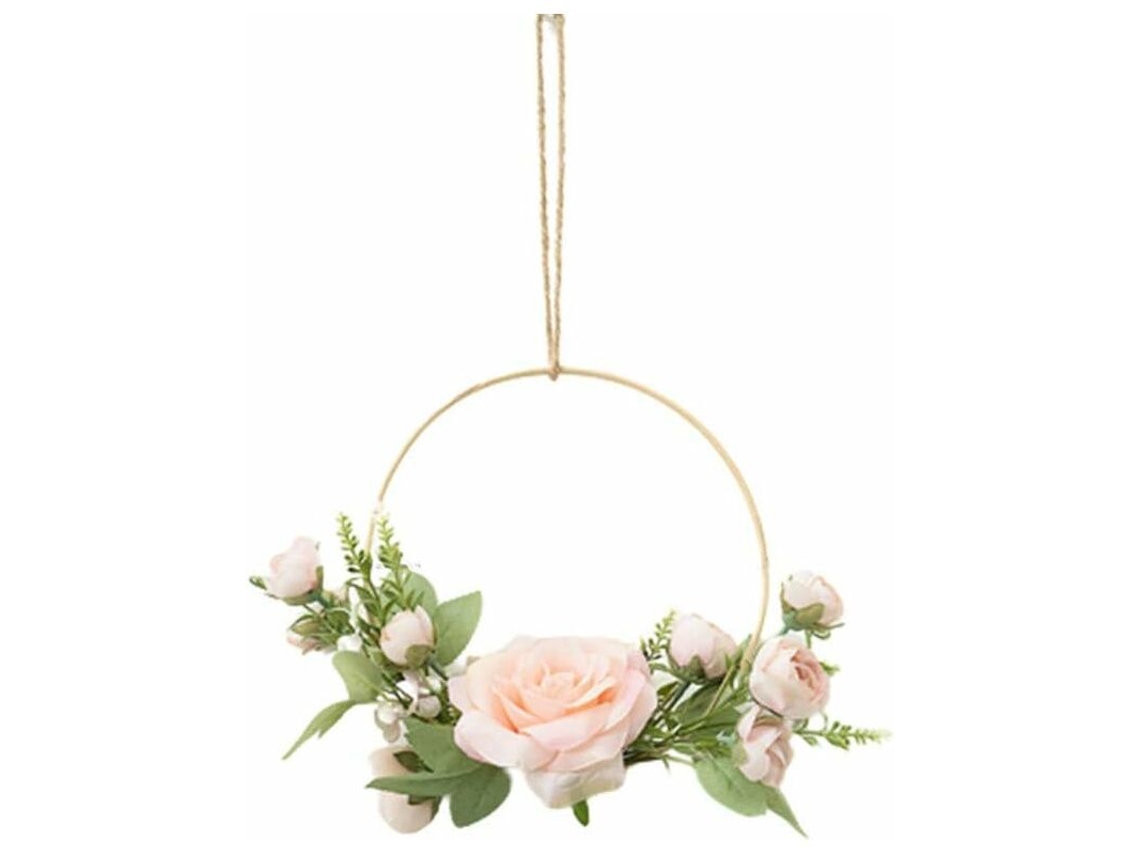 Aiducho Guirlanda de Flores Douradas para Decoração de Parede, Guirlanda de Rosas Artificiais em Moldura Redonda AQUAFORGE (rosa)