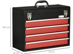 Caixa De Ferramenta Aço Cor Preto E Vermelho 51x22x39,5 Durhand