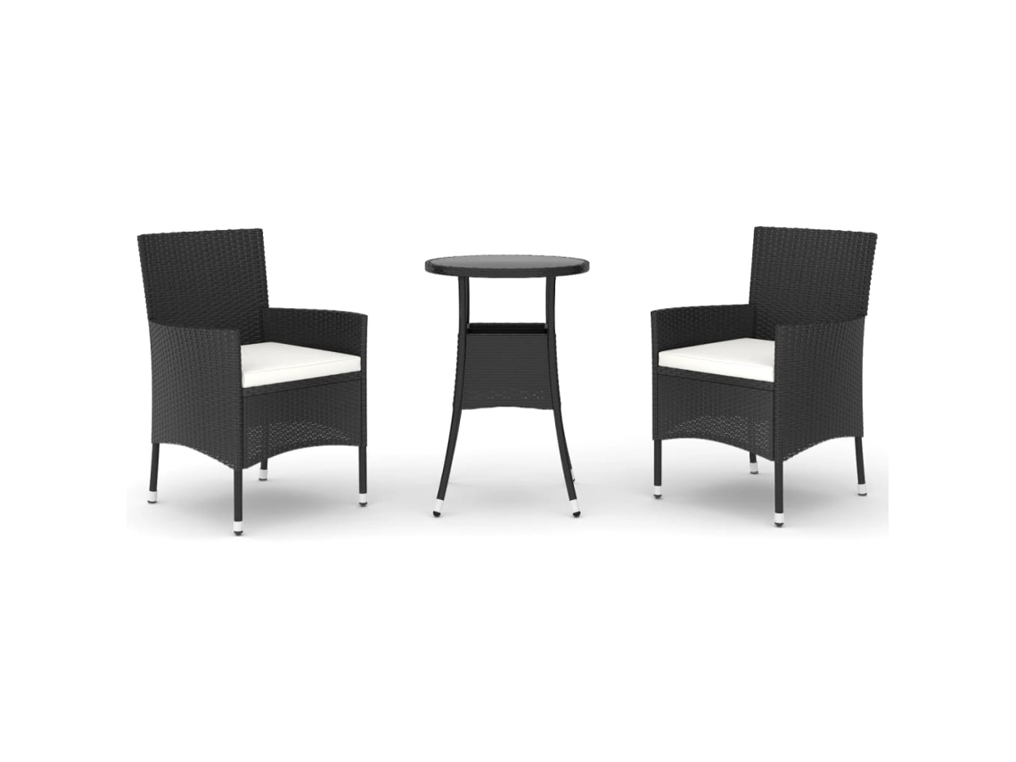 Maison Exclusive - 3 Pcs Conjunto Bistrô De Jardim C/ Almofadões Vime Pe Preto