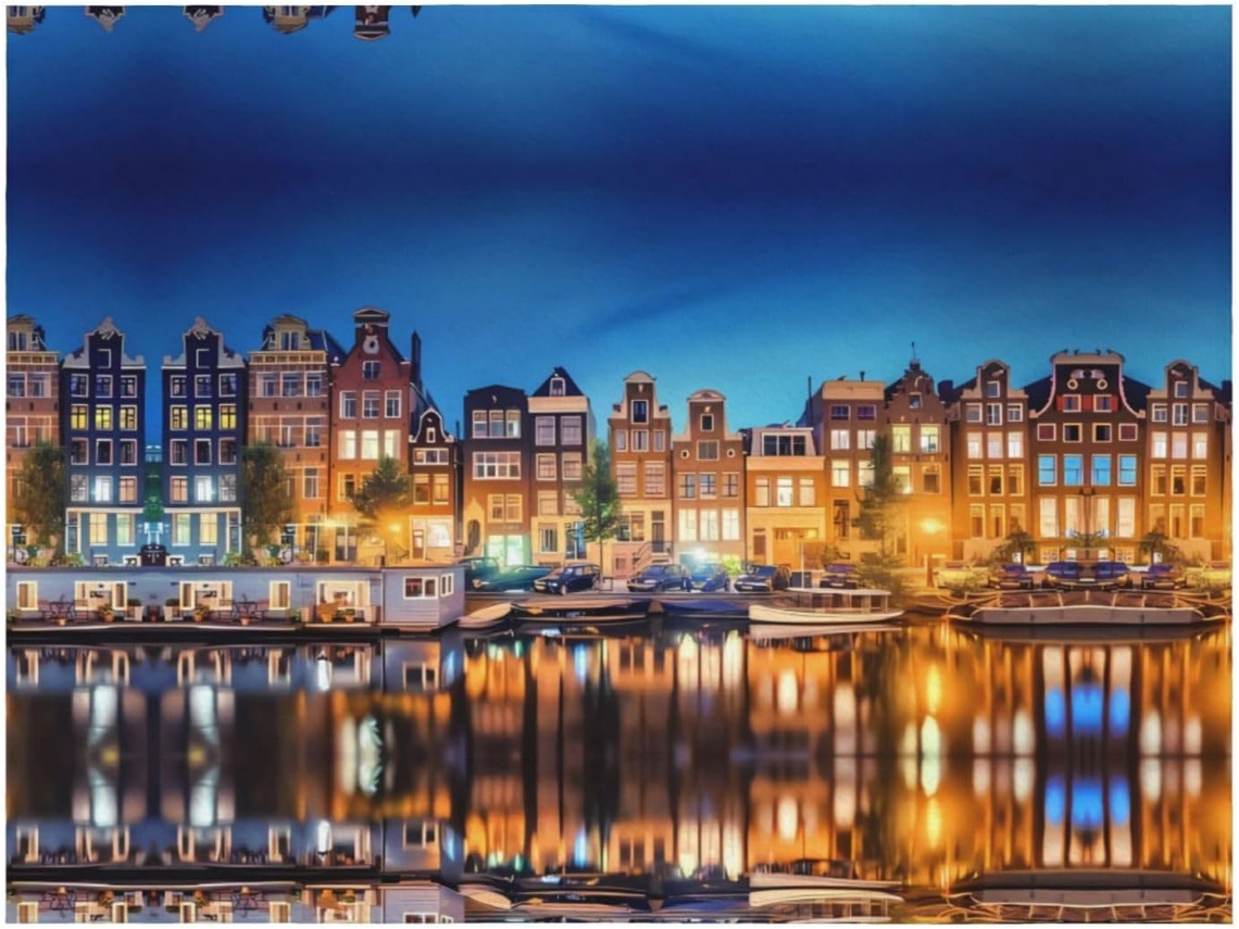 Colcha de Flanela Amsterdam com Estampa Night View Macia e Aconchegante 101 6 X 76 2 Cm, Macio, Quente, Idea