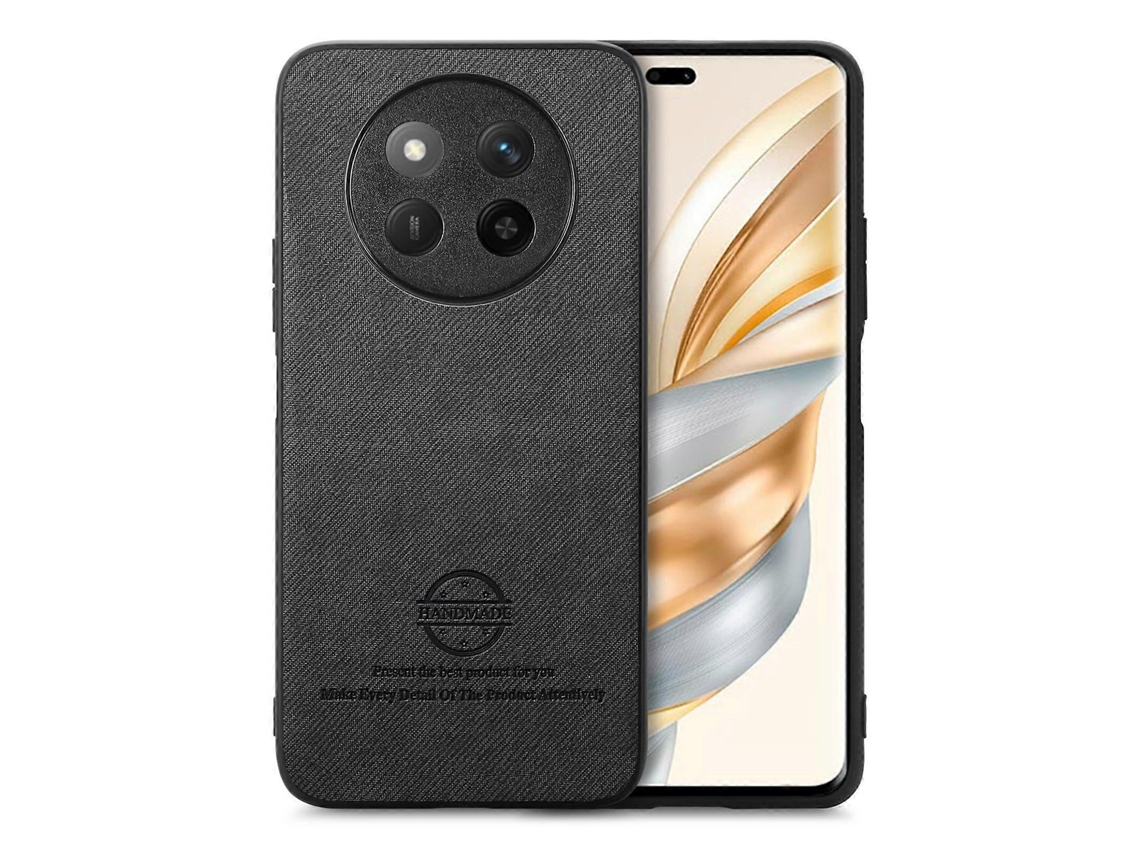 Capa Traseira Para Celular Honor X60 Em Couro Sintético Sarjado.