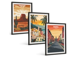 Conjunto De Pinturas Paisagens De Cidades Naturais Espelharte (3 Peças 40x60 Cm)