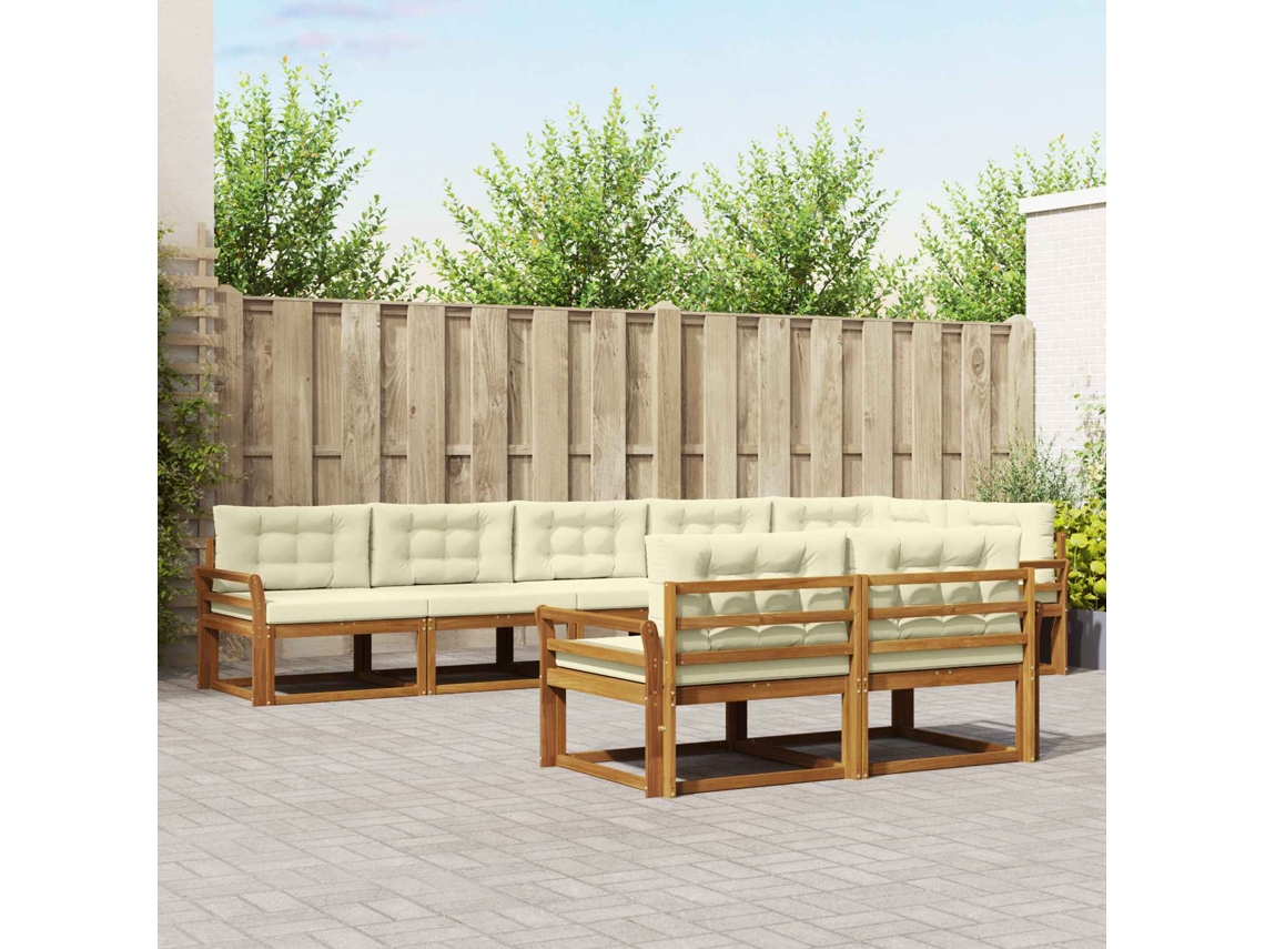 Vidaxl Conjunto De Sofás Para Exterior 8 Unid. Natural E Creme