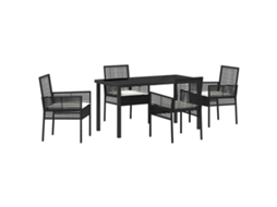 Conjunto de Jantar para Jardim com Almofada 5 Pcs Preto Vime Pe MAISON EXCLUSIVE