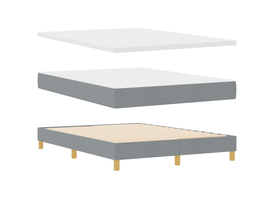 Conjunto 1 Cama Box Vidaxl Cinzento-claro Tecido (200 X 160 Cm)