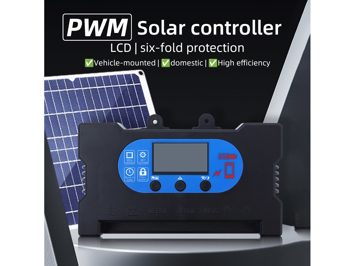 Ronjoe-controlador De Carregamento Solar 30a 12v/24v Pwm Com Usb Type-c E Display Oled