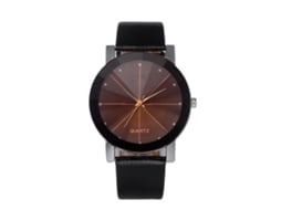 Relógio de pulso fashion com pulseira de couro PU e mostrador com strass (marrom)