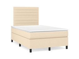 Vidaxl Cama Boxspring Com Colchão 120x190 Cm Tecido Cor Creme