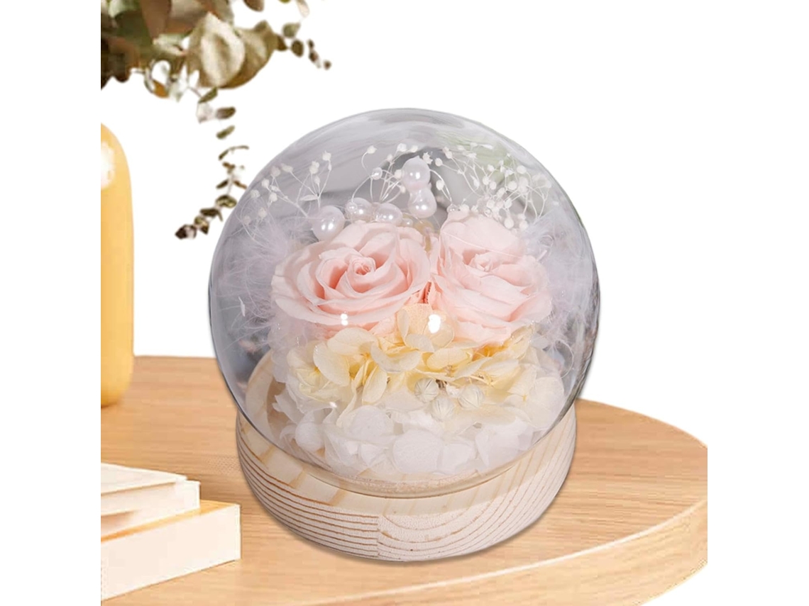 Flores Preservadas Sob Cúpula De Vidro - Decoração Romântica Para Mesa |