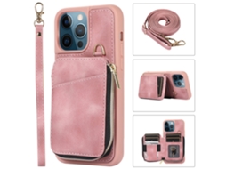 Suporte Casa Pega Inch Para Iphone 13 Pro Max Pele Sintética Anti-choque Rosa