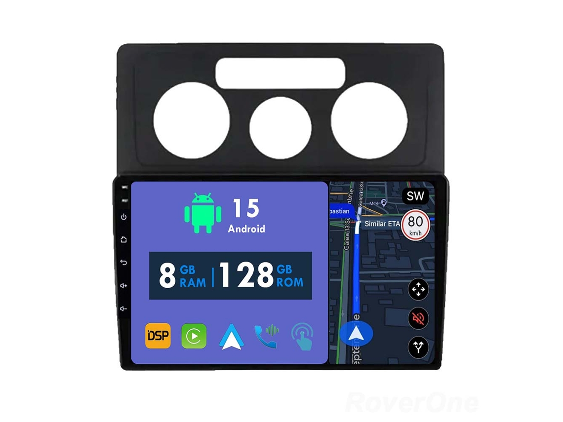 Auto Rádio Carro Bluetooth Autoradio 8GB RAM 128G ROM CarPlay Navegação GPS Ecrã Táctil RoverOne para Volkswagen Caddy 2K 3 2004-2010  