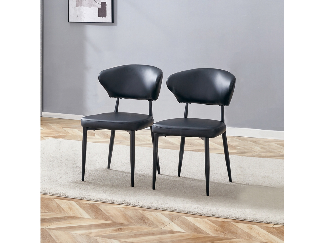 Cadeira De Jantar Preta Ergonômica, Encosto Curvo, Confortável. Pacote 2 Unidades. Minimalista E Prática.-kd