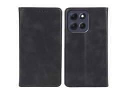 Capa Tkdaddy Para Motorola Moto G86 5g, Capa Magnética Forte De Couro Sintético Com Textura De Bezerro, Preta