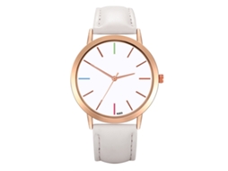 Relógio de Pulso Feminino Stylish com Pulseira de Couro Quarts Branco