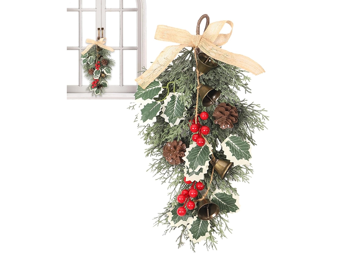 Decoração De Natal Para Porta: Pinhas Com Frutos Vermelhos |
