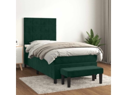 Vidaxl Cama com Molas/colchão 100x200 Cm Veludo Verde escuro