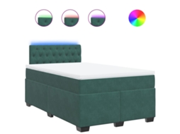 Cama Boxspring com Colchão Veludo Verde Escuro MAISON EXCLUSIVE (120x200 cm)